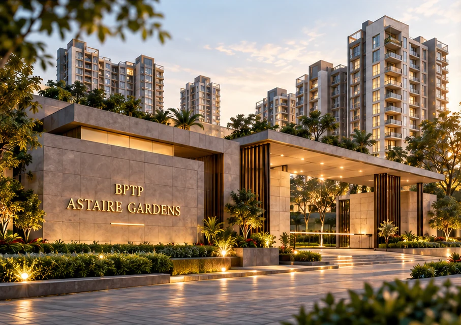 Illustrative rendering of a landscaped residential development